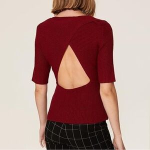 Tome c RTR Cross Front Open Back Wool Blend Red Sweater Size XSmall